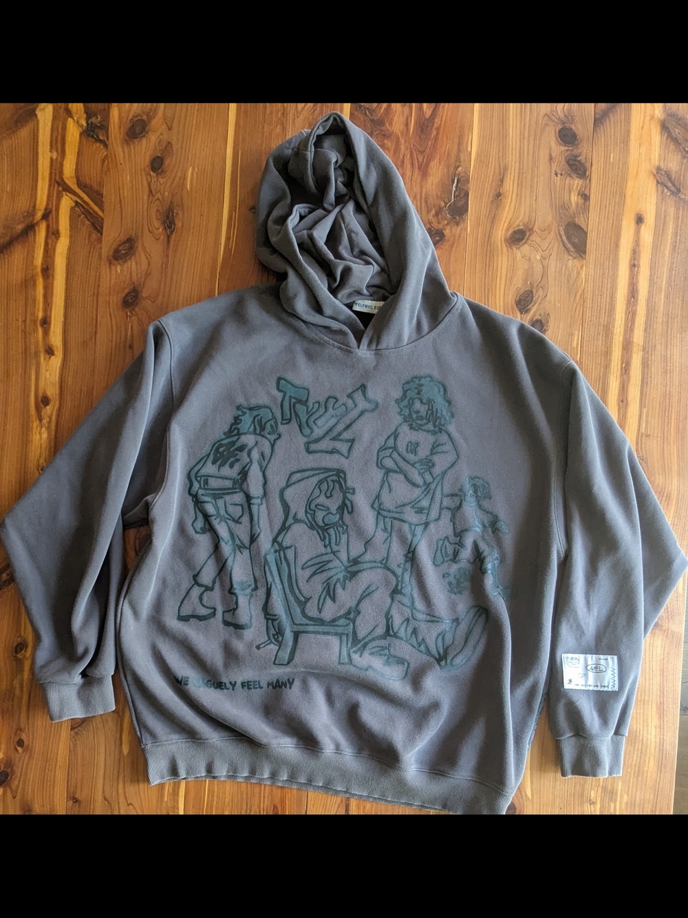 Aelfric Eden Charcoal Hoodie with Graffiti Graphic Crew Illustration